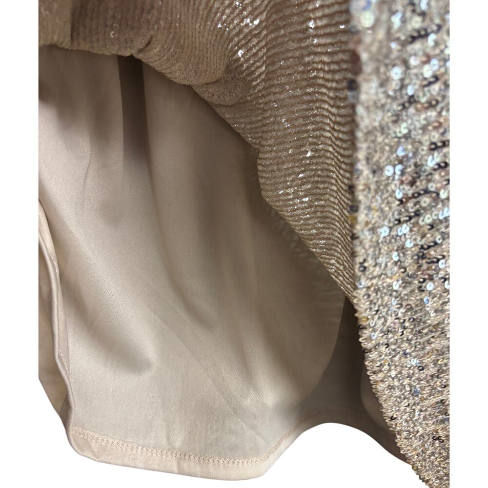 Cable & Gauge Sequin Top Blouse Womens 2X Plus Gold Sleeveless Halter Party New - Picture 6 of 9